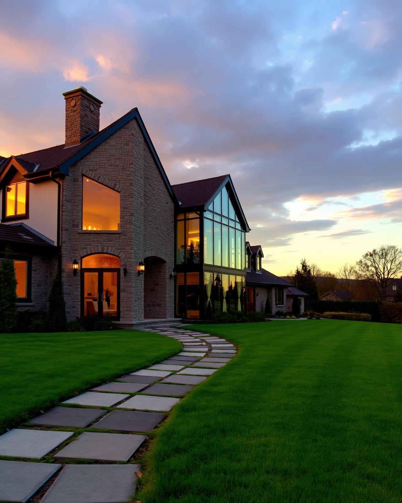 Countryside home at golden hour