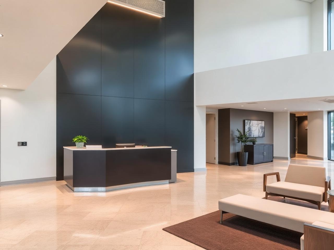 Modern commercial reception lobby